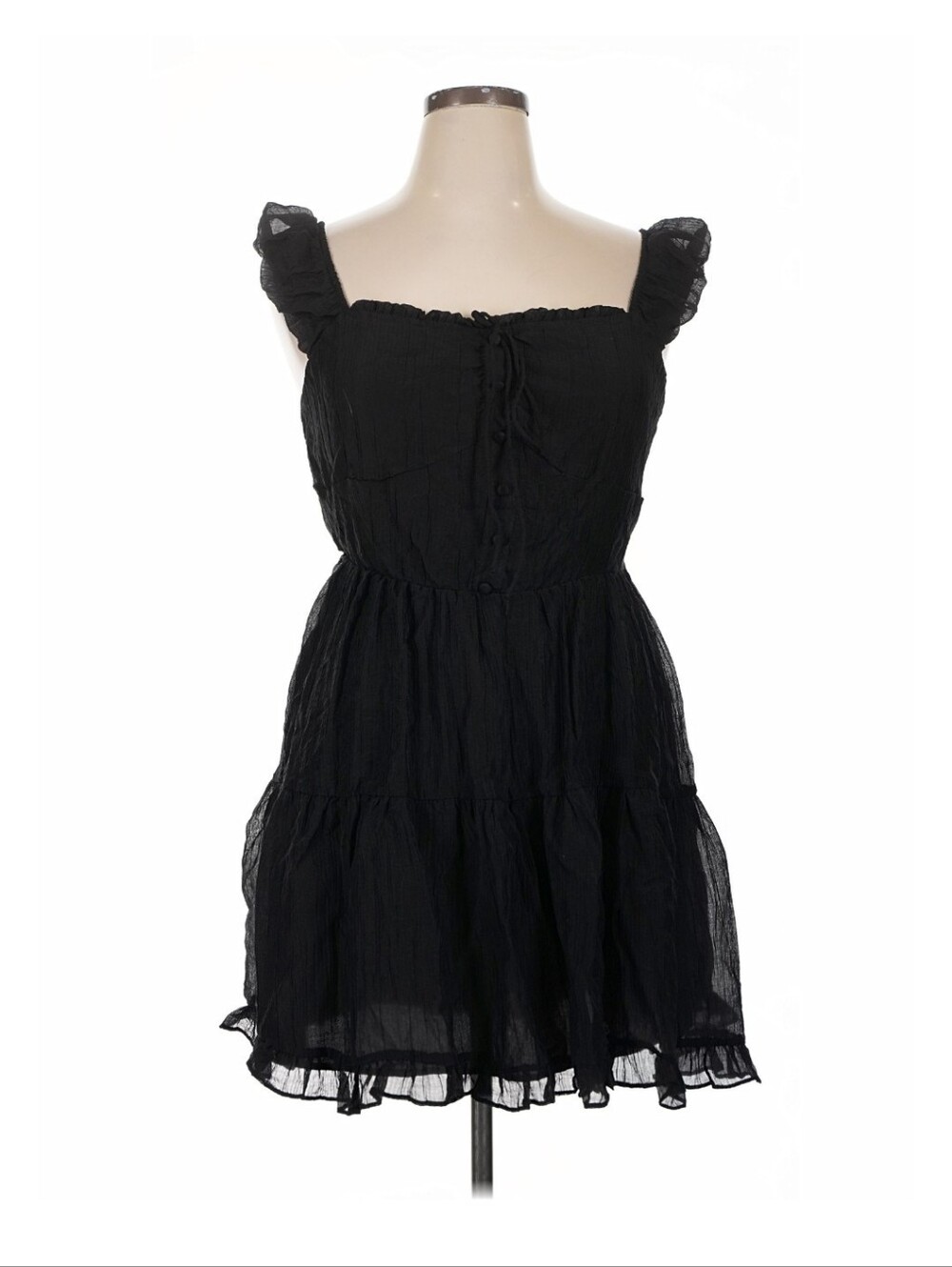 Passport Black Ruffle-Trim Tiered Sundress